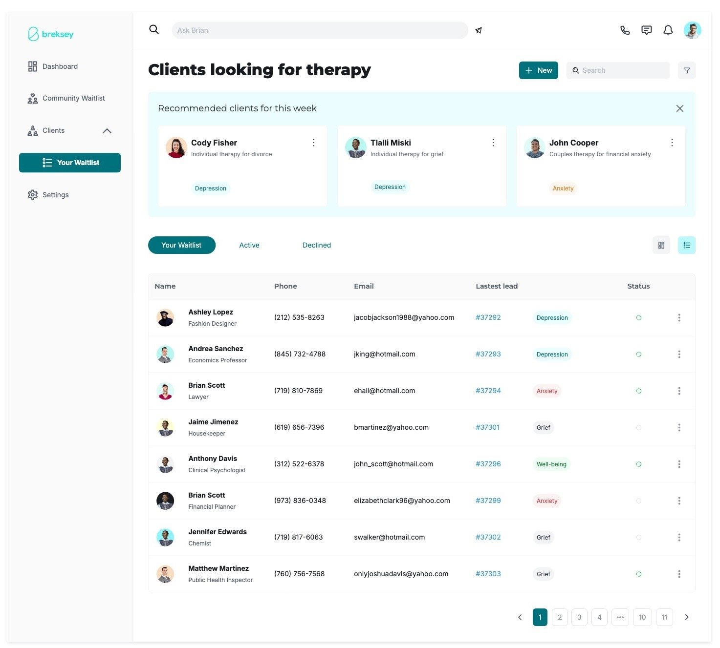 Breksey Referral Community Waitlist